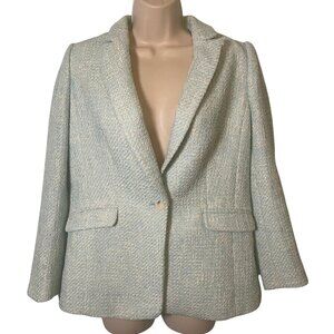 Talbots Women's Petite Tweed Tailored Blazer Tiffany Aqua Size 6P Office Career